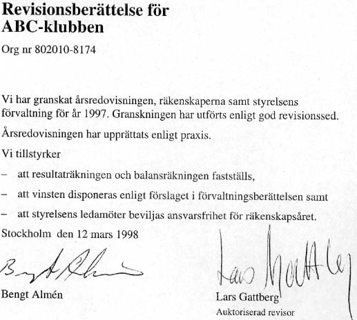 Revisionsberättelsen. Scannad bild