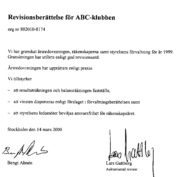 Revisionsberättelsen. Scannad bild